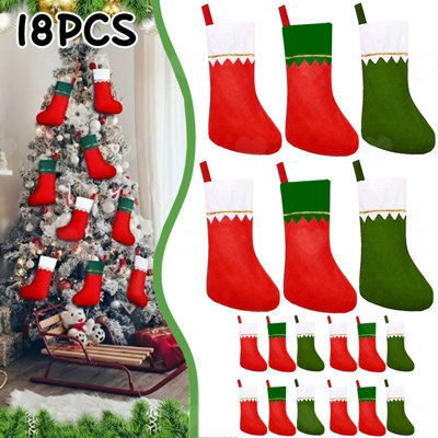 Amorly 18Pcs Christmas Stockings, Rustic Santa Style Stockings With White Edge, Ideal For Holiday Giveaways And Xmas Party Favour Decor - image 1