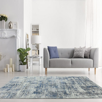 Abstract Blue Modern Abstract Easy To Clean Rug For Living Room Bedroom And Dining Room-120Cm X 170Cm - image 1