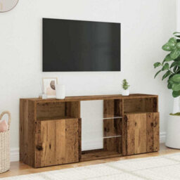 Berkfield Modern Tv Cabinet With Led Lights Old Wood 120X30X50 Cm Engineered Wood - thumbnail 4
