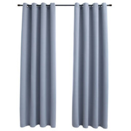 Berkfield Elegant Blackout Curtains With Metal Rings 2 Pcs Grey 140X245 Cm