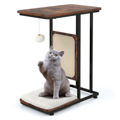 Side Table Modern Cat Tree & End Table Removable Cushion C-Shaped Cat - image 1