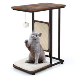 Side Table Modern Cat Tree & End Table Removable Cushion C-Shaped Cat - thumbnail 1