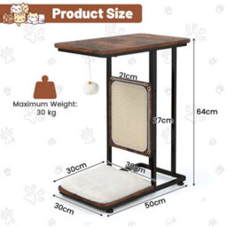 Side Table Modern Cat Tree & End Table Removable Cushion C-Shaped Cat - thumbnail 2