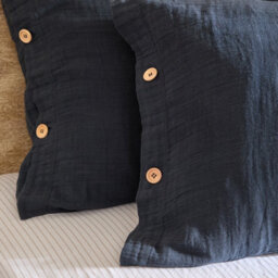 Yard Lark Muslin 100% Cotton Duvet Cover Set, Navy, Super King - thumbnail 3