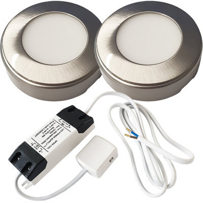Brushed Nickel Round Led Under Cabinet Lights With Driver Kit - Natural White 4000K - image 1
