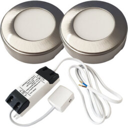 Brushed Nickel Round Led Under Cabinet Lights With Driver Kit - Natural White 4000K - thumbnail 1