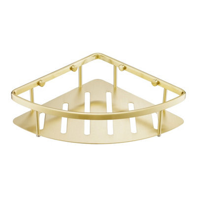 FNX Bathrooms Brushed Brass Single Shower Corner Caddy Basket - image 1