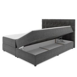 Upholstered Bedroom Storage Bed With Mdf And Laminated Board Frame Bonell Spring Base And Topper Mattress Set 180X200 Dark Grey - thumbnail 3