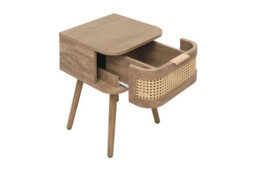 Rattan Bedside Cabinet 1 Drawer Brown Oak Birlea Sark Nightstand Side Table - thumbnail 7