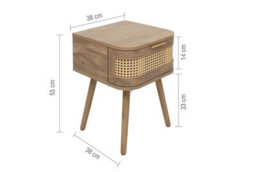 Rattan Bedside Cabinet 1 Drawer Brown Oak Birlea Sark Nightstand Side Table - thumbnail 9