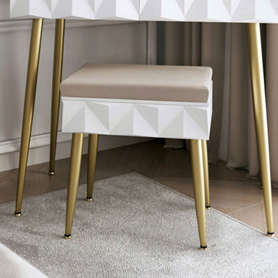 CARME Home Montana Padded Velvet Storage Stool-White/gold - image 1