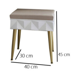 CARME Home Montana Padded Velvet Storage Stool-White/gold - thumbnail 6