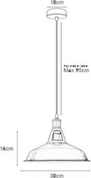 Ledsone Vintage Industrial Pendant Light E27 Barn Slotted Blue For Living Room Kitchen Restaurant Cafe Ceiling - thumbnail 2