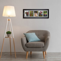 AK Frames 26X8 Matte Black Modern Multi Photo Frame With Mid Grey Mount - Holds 5 Apertures (5X) 6X4 Photos - thumbnail 3
