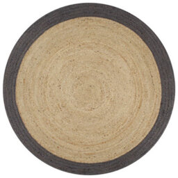 Berkfield Durable Handmade Rug Jute With Dark Grey Border 120 Cm - thumbnail 2