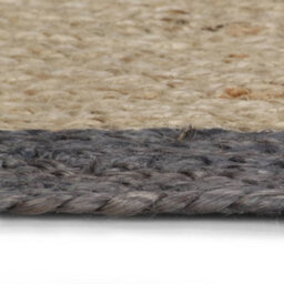 Berkfield Durable Handmade Rug Jute With Dark Grey Border 120 Cm - thumbnail 3
