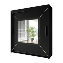 Ie Venice Wardrobe With Rails & Shelves Sliding Door Wardrobe ( Black, 180 Cm ) - thumbnail 1