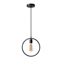 Ledsone Circle Shape Black Pendant Ceiling Lights Shade Metal E27 Holder Diy Minimalist Hanging Lights With Adjustable Cable - thumbnail 2