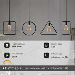 Ledsone Circle Shape Black Pendant Ceiling Lights Shade Metal E27 Holder Diy Minimalist Hanging Lights With Adjustable Cable - thumbnail 6