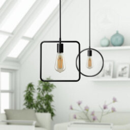 Ledsone Circle Shape Black Pendant Ceiling Lights Shade Metal E27 Holder Diy Minimalist Hanging Lights With Adjustable Cable - thumbnail 4
