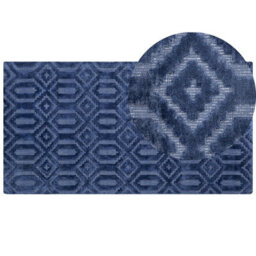 Beliani Rug Adatepe Navy Blue 80 X 150 Cm Viscose - thumbnail 1