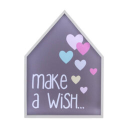 Orsina Make A Wish Led Light Box, Kids Night Light With Pastel Heart Design, Wall Mountable House-Shaped Light - thumbnail 1
