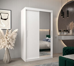 Arte Tokyo 02 Contemporary Mirrored 2 Sliding Door Wardrobe 5 Shelves 2 Rails White Matt (H)2000mm (W)1200mm (D)620mm - thumbnail 2