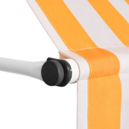 Berkfield Manual Retractable Awning 400 Cm Orange And White Stripes - thumbnail 3
