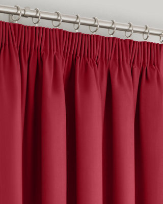 Velosso Modern Bedroom & Living Room Blackout Curtains - Triple Weave Microfibre Fabric, Header Tape Top - Red