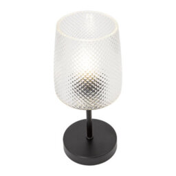 Happy Homewares Modern Clear Dimpled Glass Table Lamp With Matte Black Stem And Base - thumbnail 2