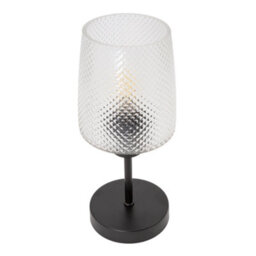 Happy Homewares Modern Clear Dimpled Glass Table Lamp With Matte Black Stem And Base - thumbnail 5