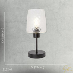 Happy Homewares Modern Clear Dimpled Glass Table Lamp With Matte Black Stem And Base - thumbnail 7