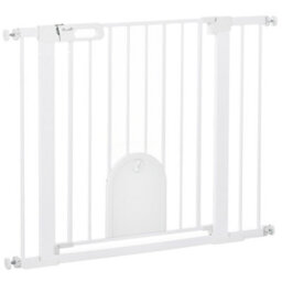 Pawhut 75-103 Cm Pet Safety Gate Pressure Fit Stair W/ Small Door Double Locking - thumbnail 2