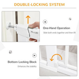 Pawhut 75-103 Cm Pet Safety Gate Pressure Fit Stair W/ Small Door Double Locking - thumbnail 4