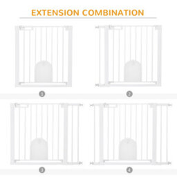 Pawhut 75-103 Cm Pet Safety Gate Pressure Fit Stair W/ Small Door Double Locking - thumbnail 8