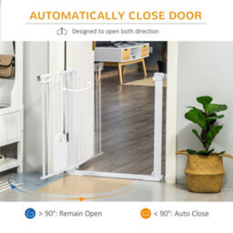 Pawhut 75-103 Cm Pet Safety Gate Pressure Fit Stair W/ Small Door Double Locking - thumbnail 5