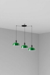 Luminosa Lighting Luminosa Tatawin Medium Cluster Pendant Ceiling Light Satin Black, Gloss Green 3X E27
