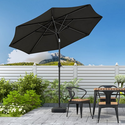 Living And Home 3M Large Rotating Garden Parasol Outdoor Beach Umbrella Patio Sun Shade Crank Tilt With Square Base, Black - image 1