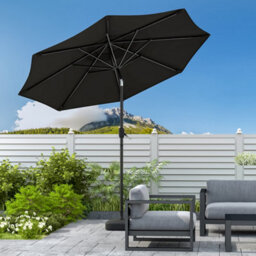 Living And Home 3M Large Rotating Garden Parasol Outdoor Beach Umbrella Patio Sun Shade Crank Tilt With Square Base, Black - thumbnail 2
