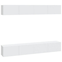 Berkfield Wall Tv Cabinets 4 Pcs White 100X30X30 Cm - thumbnail 2