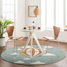 Livabliss Round Ankara-Kids Multicoloured Grey Blue Washable Rug For Children's Rooms 160 X 160 Cm Easy Care, Non Shedding - thumbnail 2