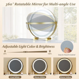 Costway Makeup Vanity Desk W/ Mirror And Lights Dressing Table Set W/ Charging Station-White - thumbnail 6