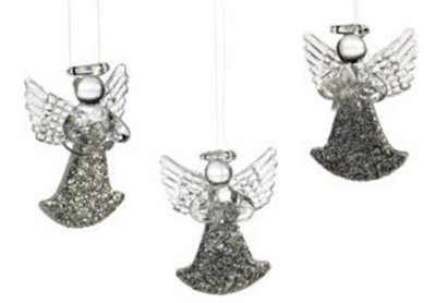 Weiste Christmas Tree Decorations Set Of 3 - Glitter Glass Angels - image 1