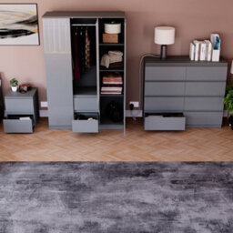 Lassic Vida Designs Glinton 3 Piece Grey Fsc Bedroom Set - (8 Drawer Chest, 3 Door Wardrobe, 2 Drawer Bedside Chest) - thumbnail 3