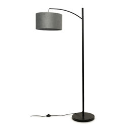 Valuelights Preto Black Metal Curve Stem Living Room Floor Lamp With A Grey Velvet Shade - Bulb Included
