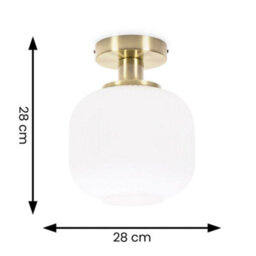 Valuelights Calpe Gold Semi Flush Ceiling Light With Ribbed Frosted Glass Shade - thumbnail 7