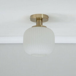 Valuelights Calpe Gold Semi Flush Ceiling Light With Ribbed Frosted Glass Shade - thumbnail 4