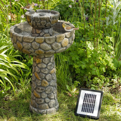 Primrose Cobbled Solar Powered Bird Bath Outdoor Water Feature Fountain H68Cm - image 1
