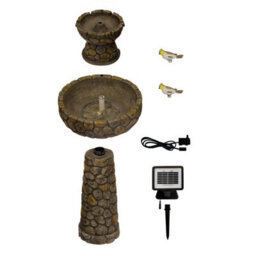 Primrose Cobbled Solar Powered Bird Bath Outdoor Water Feature Fountain H68Cm - thumbnail 9