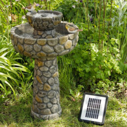 Primrose Cobbled Solar Powered Bird Bath Outdoor Water Feature Fountain H68Cm - thumbnail 1